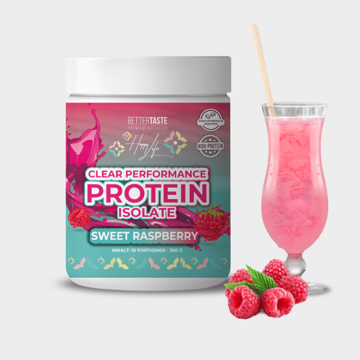 HAPPY LIFE - CLEAR PERFORMANCE PROTEIN ISOLATE – SWEET RASPBERRY